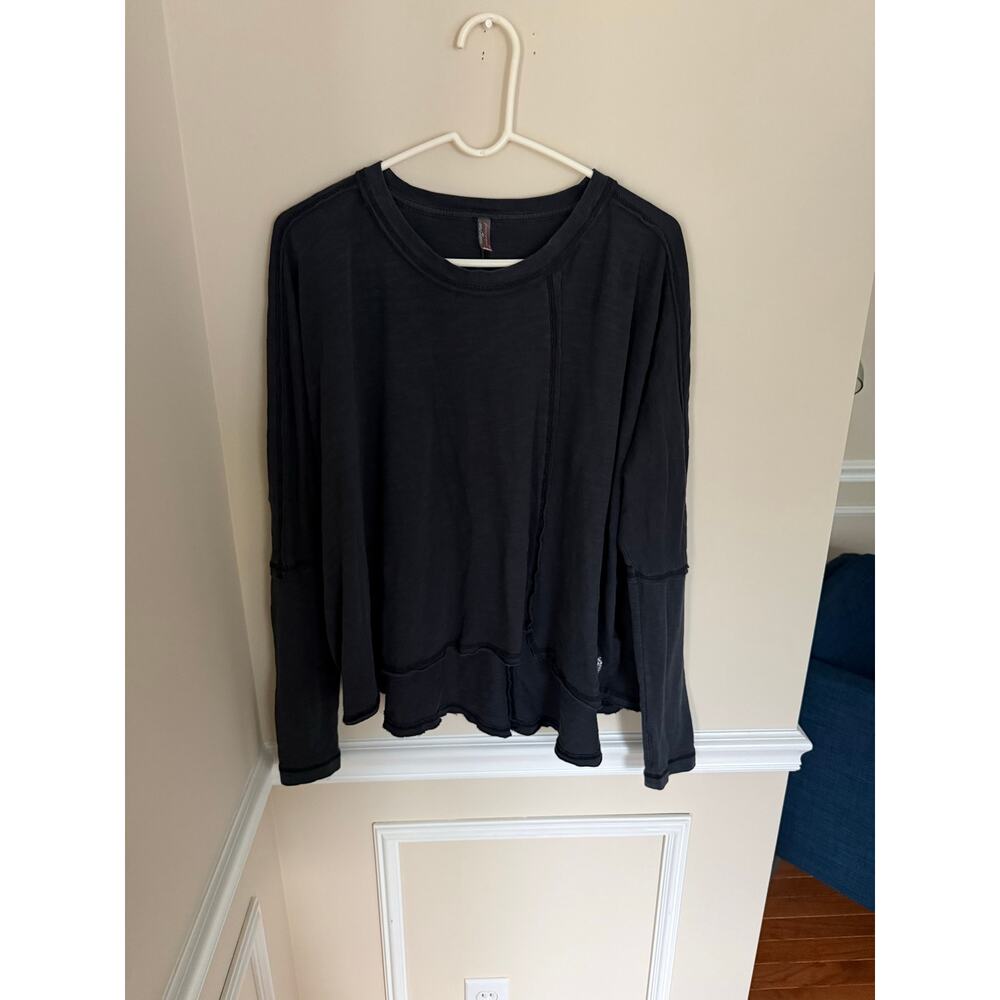 Free People Movement Ten Laps Asymmetric Long Sleeve Cotton Long Sleeve Top- M - Picture 3 of 10